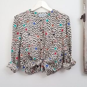 Vintage 80s abstract 100% silk shirt long sleeve
